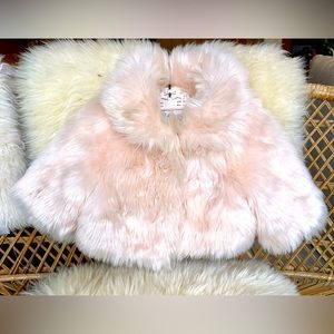Janie & Jack Blush Faux Fur Coat 12-18M